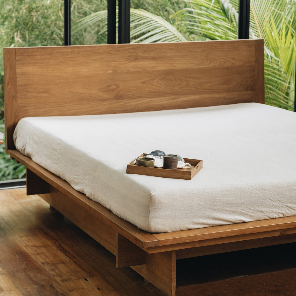 Teak platform outlet bed frame