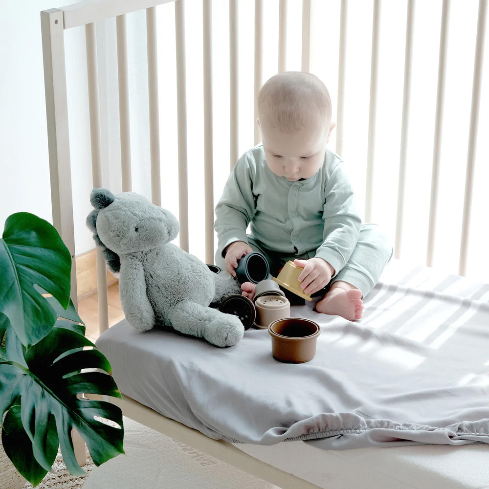 Junior Natural Bamboo Crib Fitted Sheet Heveya Singapore